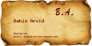 Bahis Arvid névjegykártya